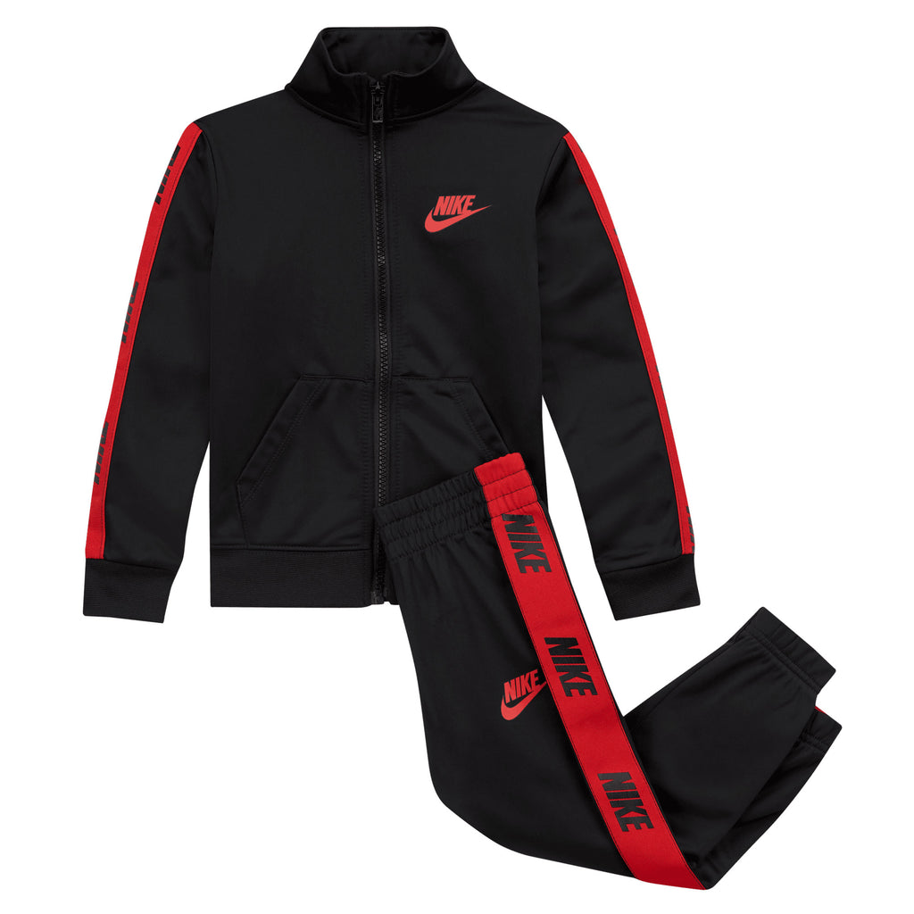 NIKE TODDLER TRICOT TRACK JACKET AND PANTS SET (BLACK/RED SIZE 2T-4T)