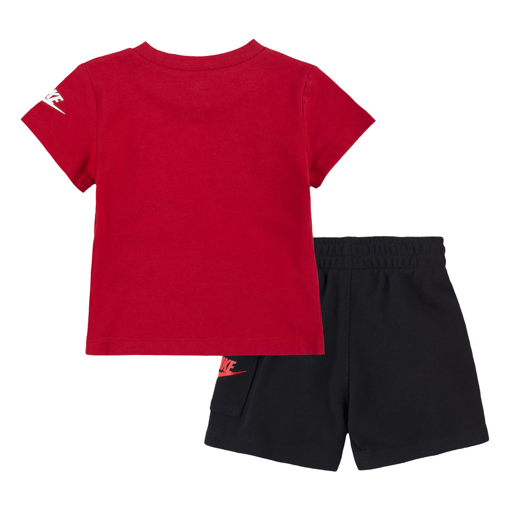 BOYS' TODDLER NIKE HBR T-SHIRT AND FRENCH TERRY CARGO SHORTS SET (RED SIZES 2T-4T)