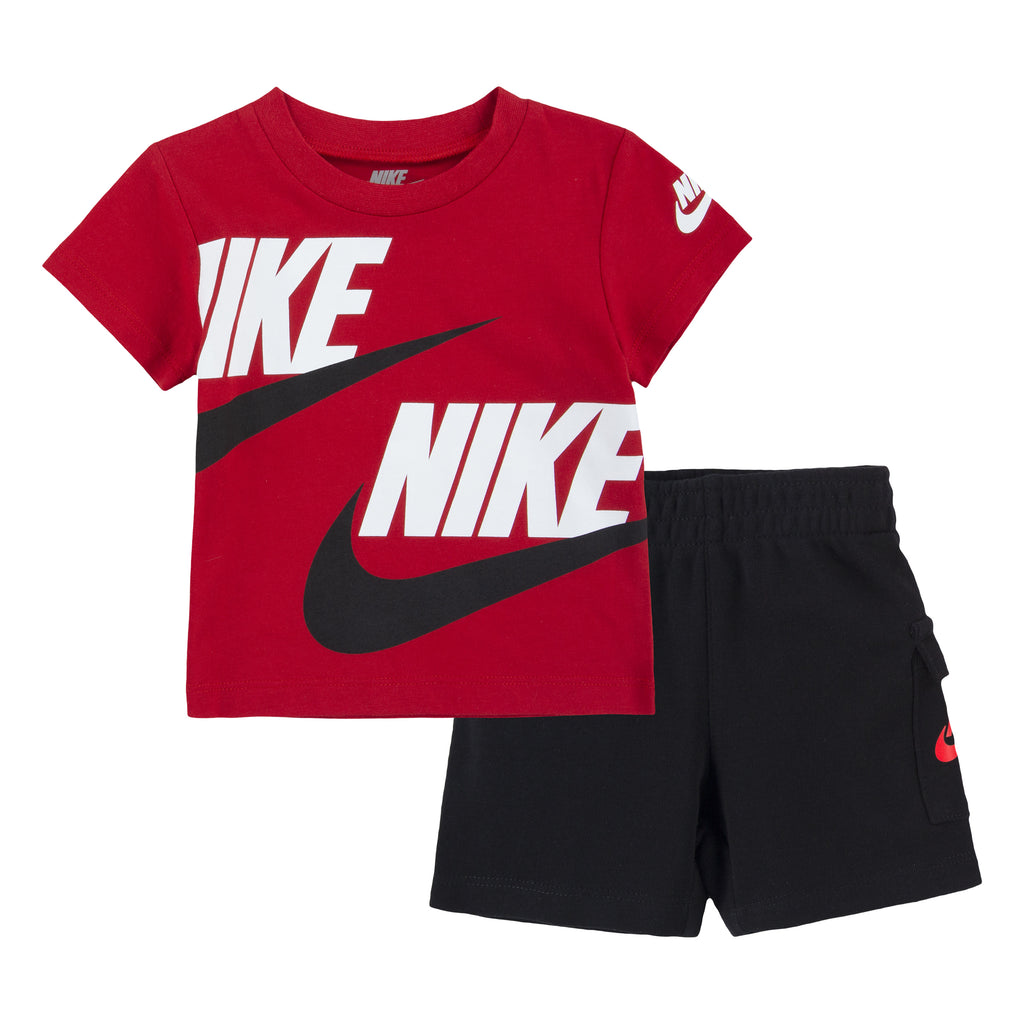 BOYS' TODDLER NIKE HBR T-SHIRT AND FRENCH TERRY CARGO SHORTS SET (RED SIZES 2T-4T)