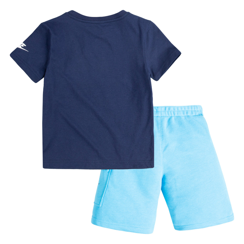 BOYS' TODDLER NIKE HBR T-SHIRT AND FRENCH TERRY CARGO SHORTS SET (BLUE SIZES 2T-4T)