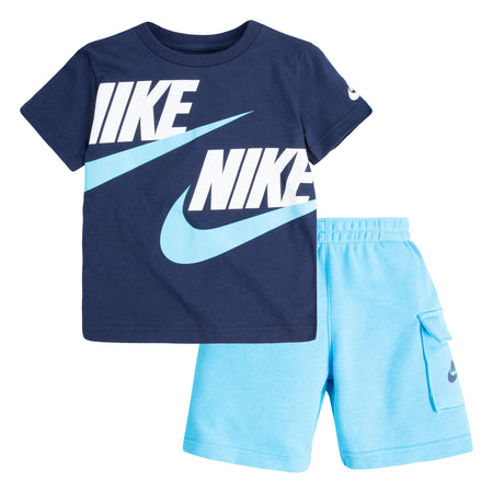 BOYS' TODDLER NIKE HBR T-SHIRT AND FRENCH TERRY CARGO SHORTS SET (BLUE SIZES 2T-4T)