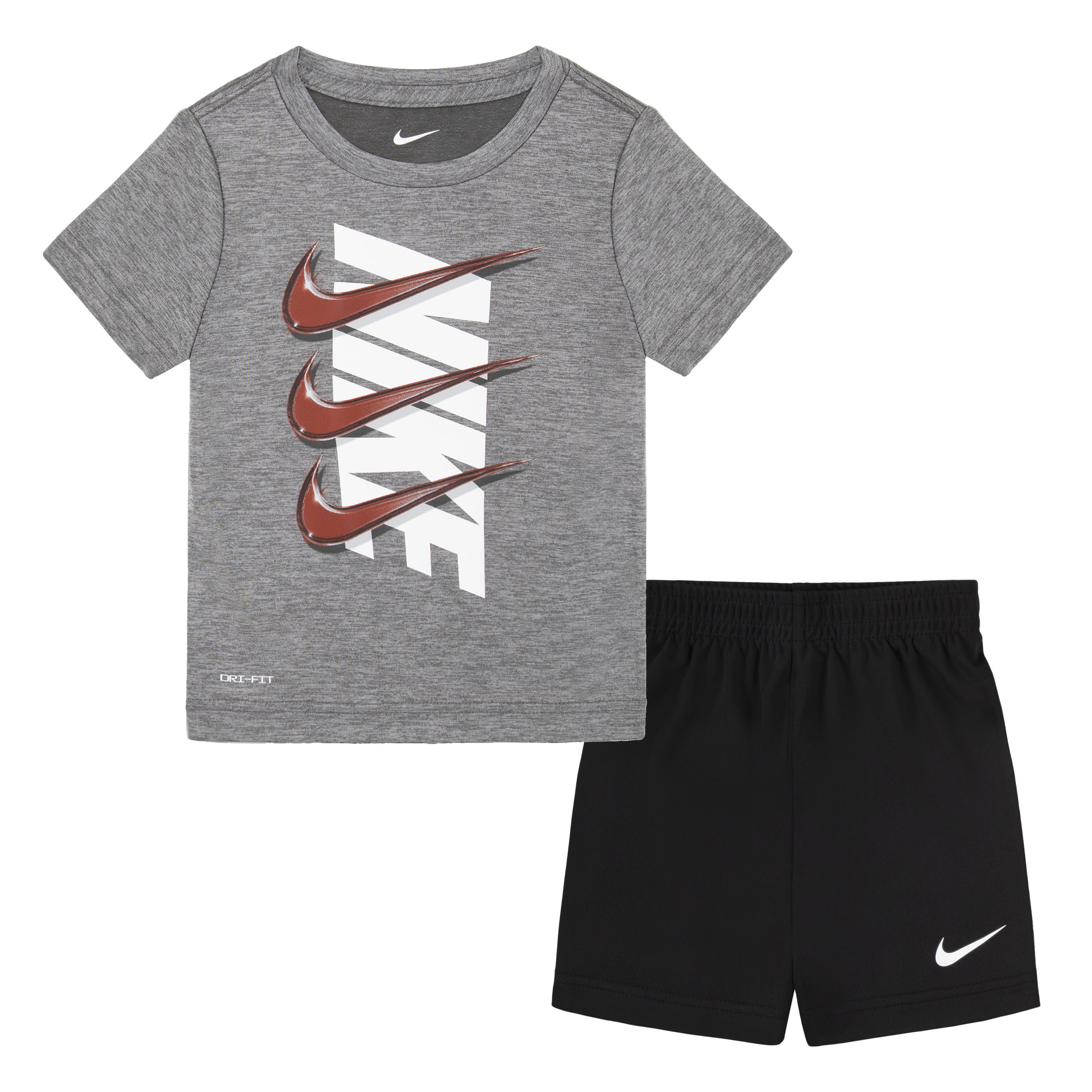 NIKE TODDLERS DRI-FIT BLACK/CARBON DROP SET (SIZE 2T-4T)