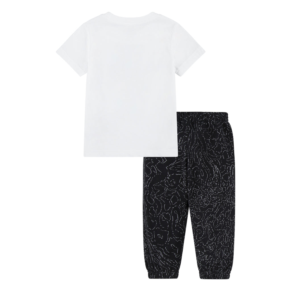 NIKE TODDLER JUST DO IT SHORT SLEEVE T-SHIRT & JOGGER SET (WHITE/BLACK SIZE 2T-4T)