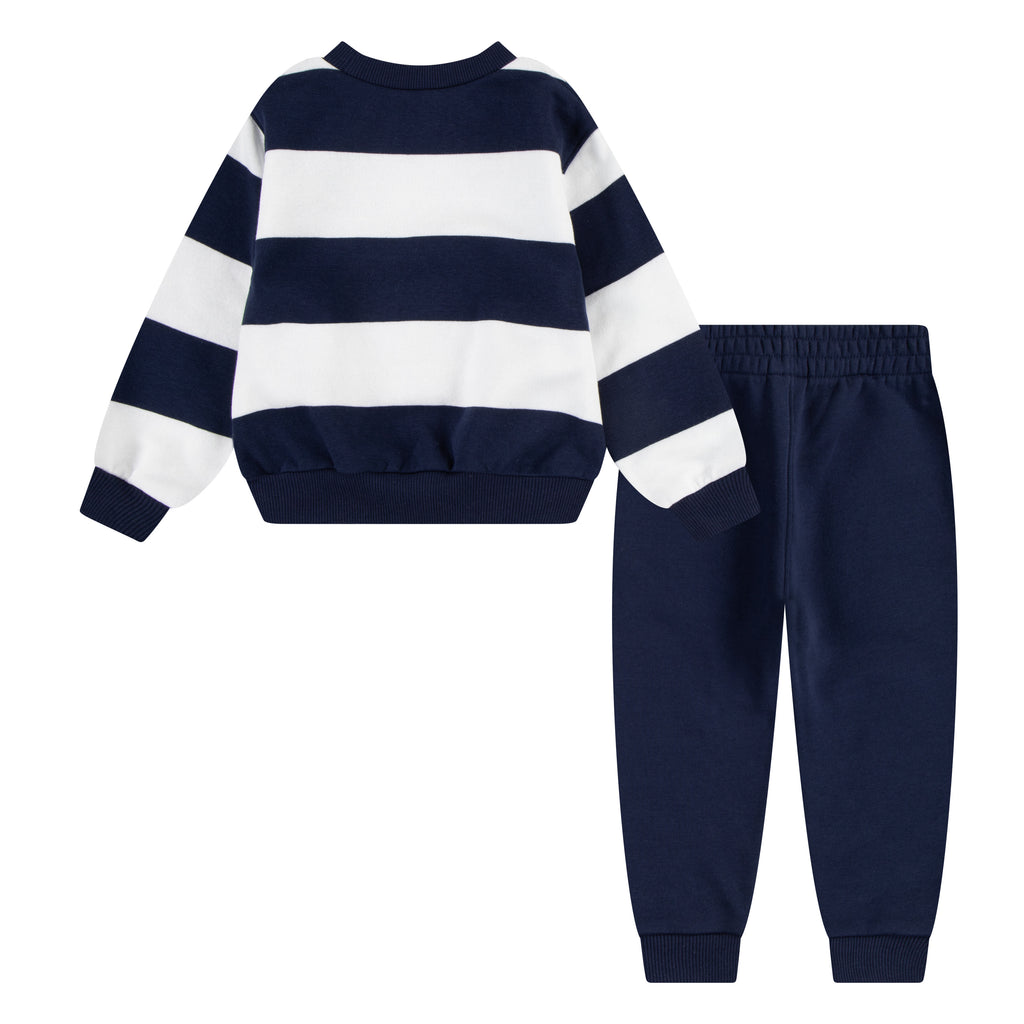 NIKE TODDLER STRIPE NAVY CREWNECK SET (SIZE 2T-4T)