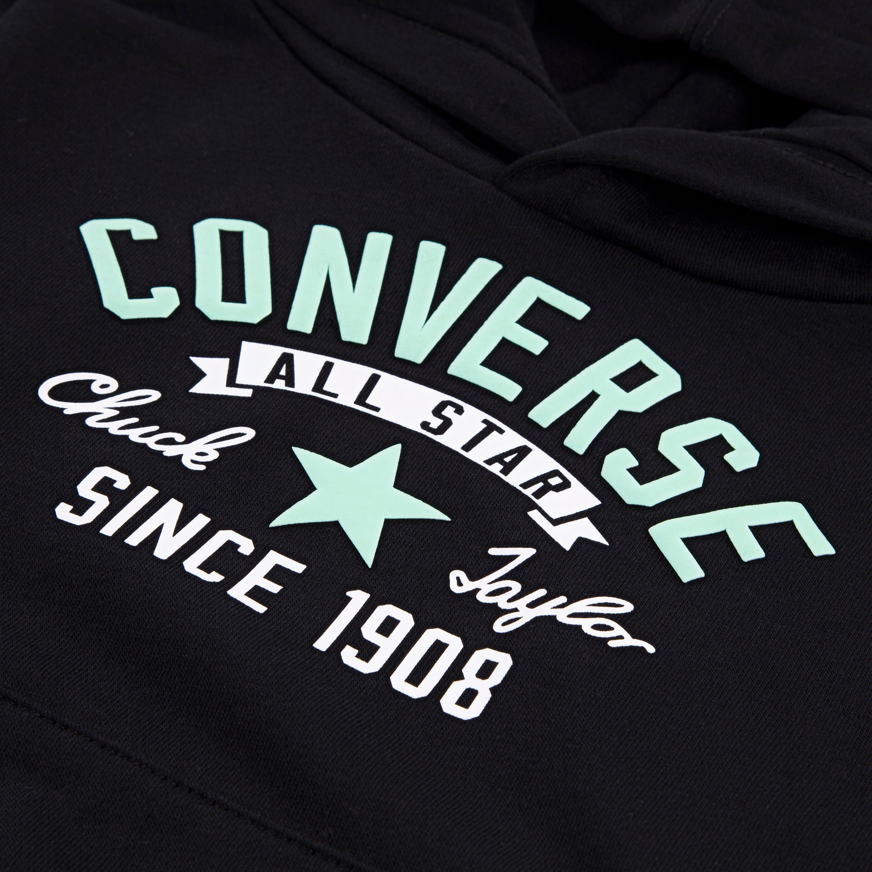 CONVERSE TODDLER KIDS RETRO REMIX FT PO HOODIE AND JOGGER BLACK 2-PIECE SET (SIZES 2T-4T)
