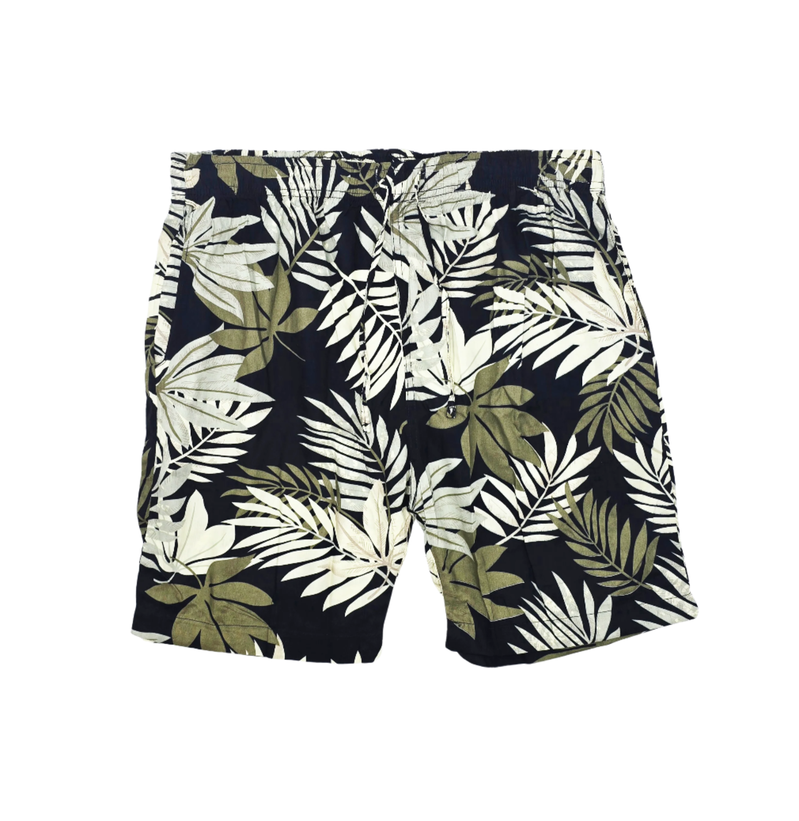 MEN'S COLOR CRAZE 2-PIECE BUTTON UP SHORT SLEEVES SHIRT & SHORTS SET (BLACK/GREEN)