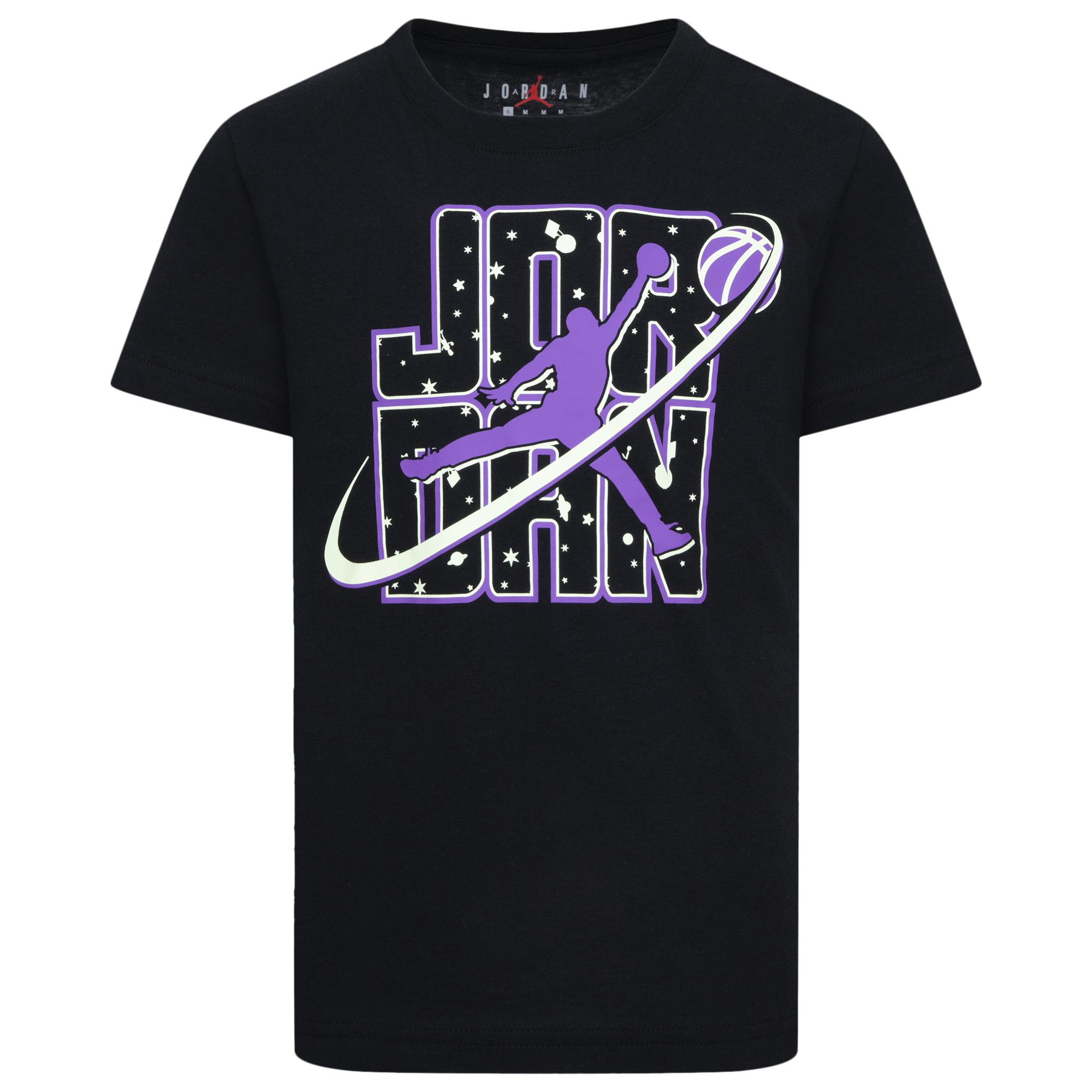 JORDAN KIDS FLIGHT GALAXY GLOW SHORT SLEEVE T-SHIRT (BLACK SIZE 4-7Y)