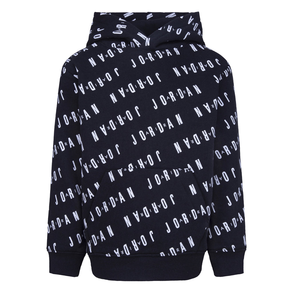 KIDS' JORDAN ESSENTIALS PRINTED PULLOVER HOODIE (BLACK SIZE 4-7)