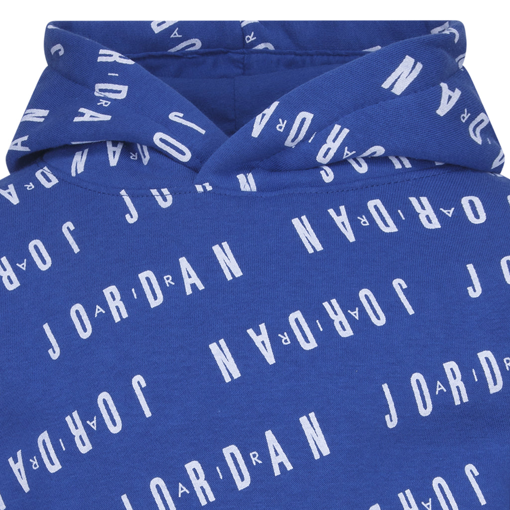 KIDS' JORDAN ESSENTIALS PRINTED PULLOVER HOODIE (BLUE SIZE 4-7)