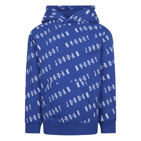 KIDS' JORDAN ESSENTIALS PRINTED PULLOVER HOODIE (BLUE SIZE 4-7)