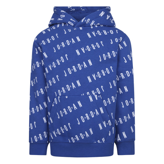 KIDS' JORDAN ESSENTIALS PRINTED PULLOVER HOODIE (BLUE SIZE 4-7)