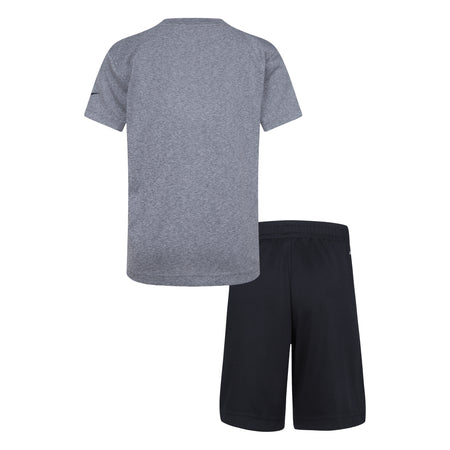 NIKE KIDS' DRI-FIT T-SHIRT AND SHORTS SET (GREY/BLACK SIZES 4Y-7Y)