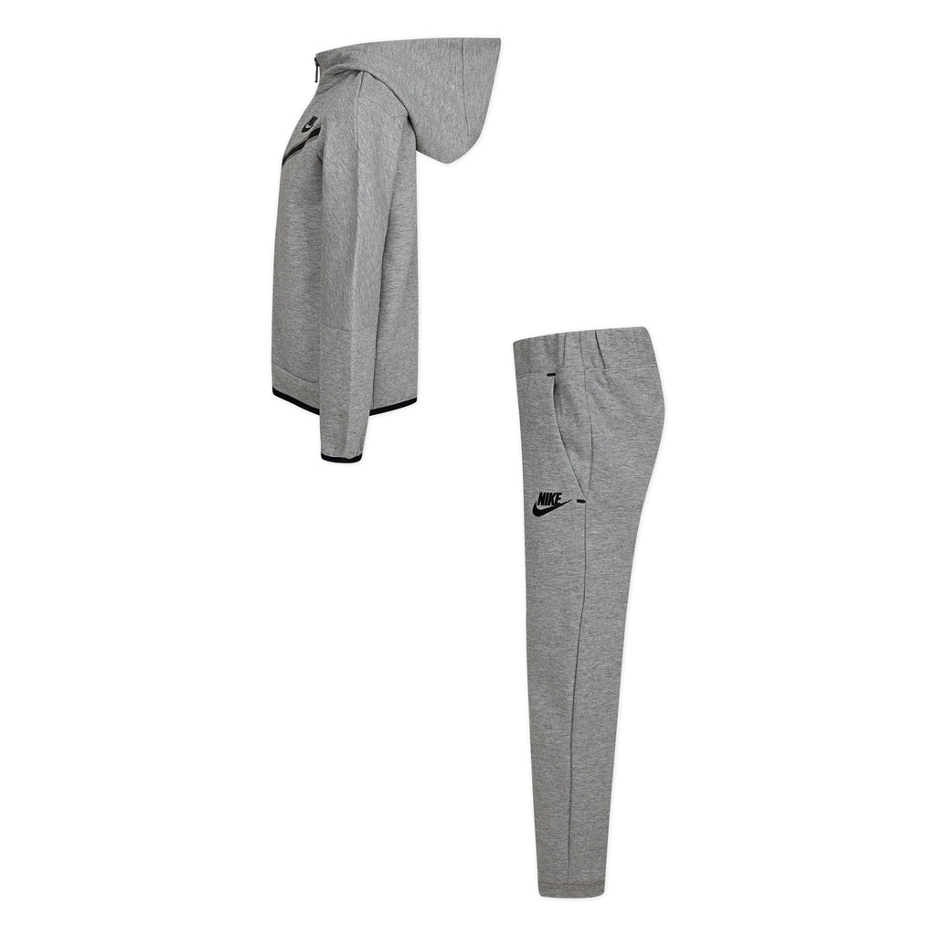 NIKE KIDS SPORTSWEAR TECH FLEECE ZIP HOODIE & PANTS SET (GREY)