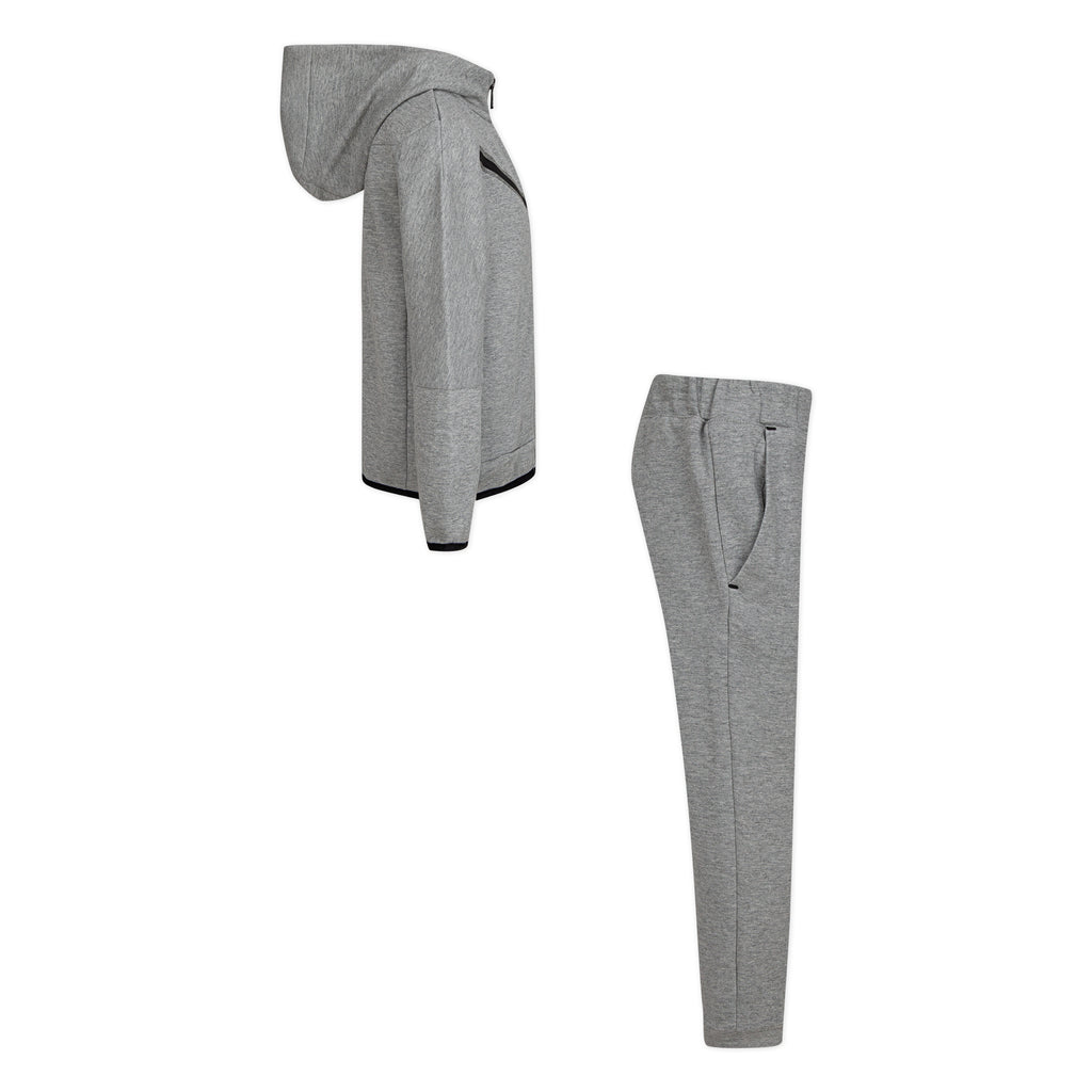 NIKE KIDS SPORTSWEAR TECH FLEECE ZIP HOODIE & PANTS SET (GREY)