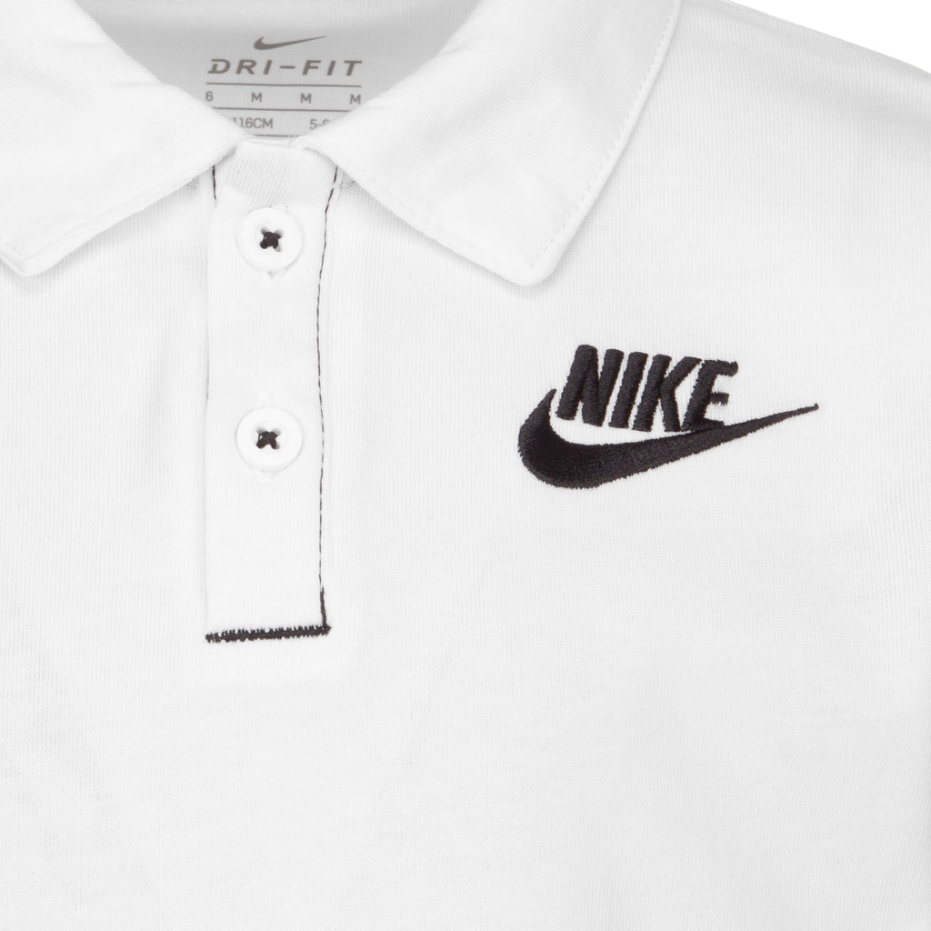 NIKE KIDS DRI-FIT POLO T-SHIRT (WHITE SIZE 4-7Y)