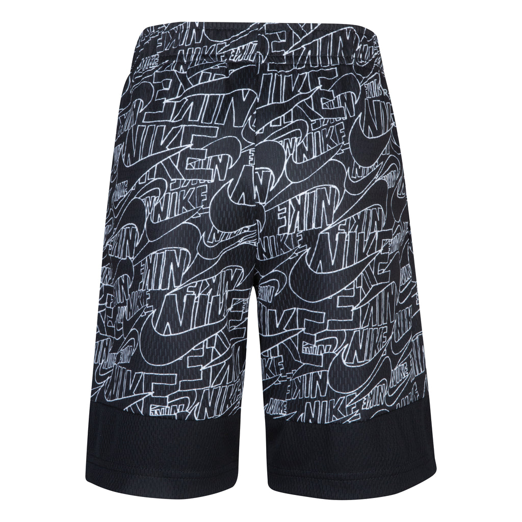 NIKE KIDS ALL-OVER PRINT DRI-FIT SHORTS (BLACK SIZE 4-7Y)