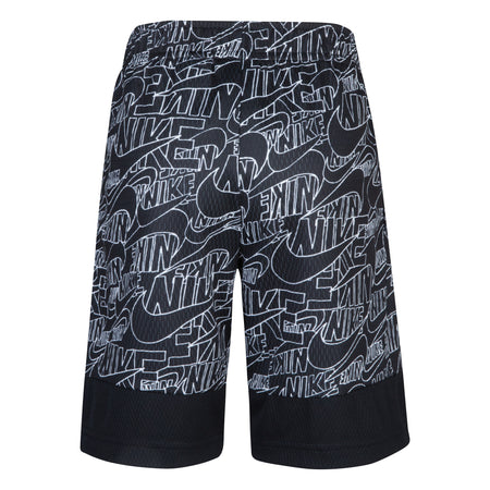 NIKE KIDS ALL-OVER PRINT DRI-FIT SHORTS (BLACK SIZE 4-7Y)