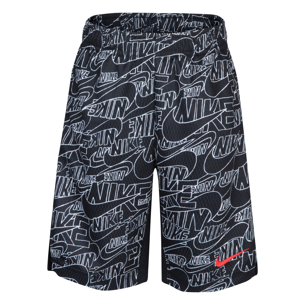 NIKE KIDS ALL-OVER PRINT DRI-FIT SHORTS (BLACK SIZE 4-7Y)