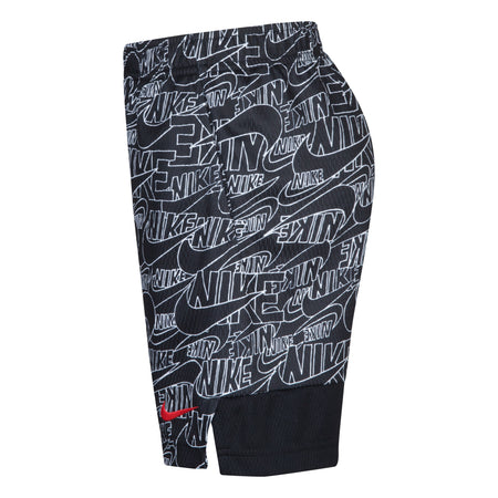 NIKE KIDS ALL-OVER PRINT DRI-FIT SHORTS (BLACK SIZE 4-7Y)