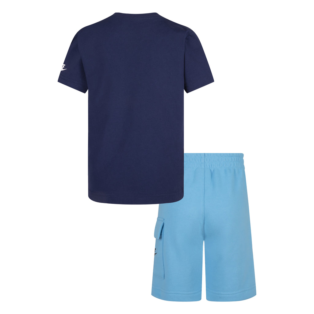 NIKE BOYS' HBR T-SHIRT AND FRENCH TERRY CARGO SHORTS SET (BLUE SIZES 4-7Y)