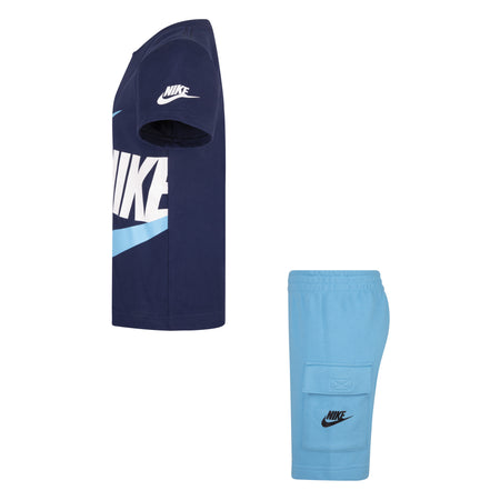 NIKE BOYS' HBR T-SHIRT AND FRENCH TERRY CARGO SHORTS SET (BLUE SIZES 4-7Y)