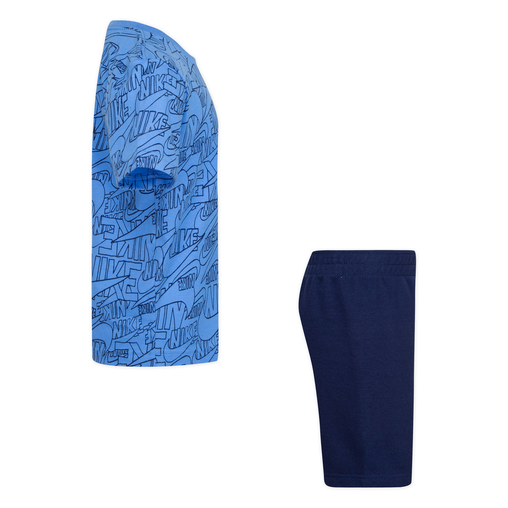 NIKE KIDS T-SHIRT & SHORTS SET (BLUE SIZE 4-7Y)