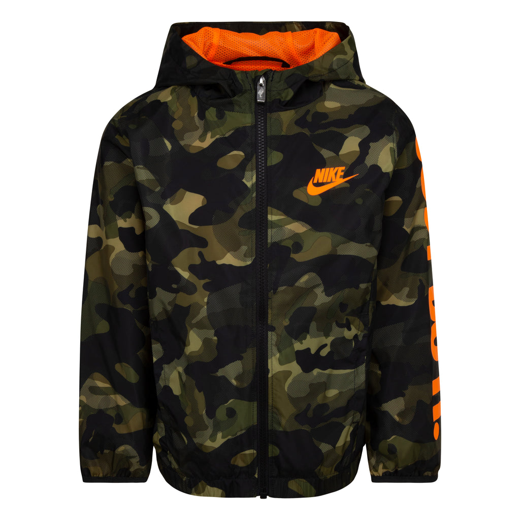 NIKE KIDS' ARMY CAMO PRINTED WINDBREAKER (GREEN SIZE 4-7Y)