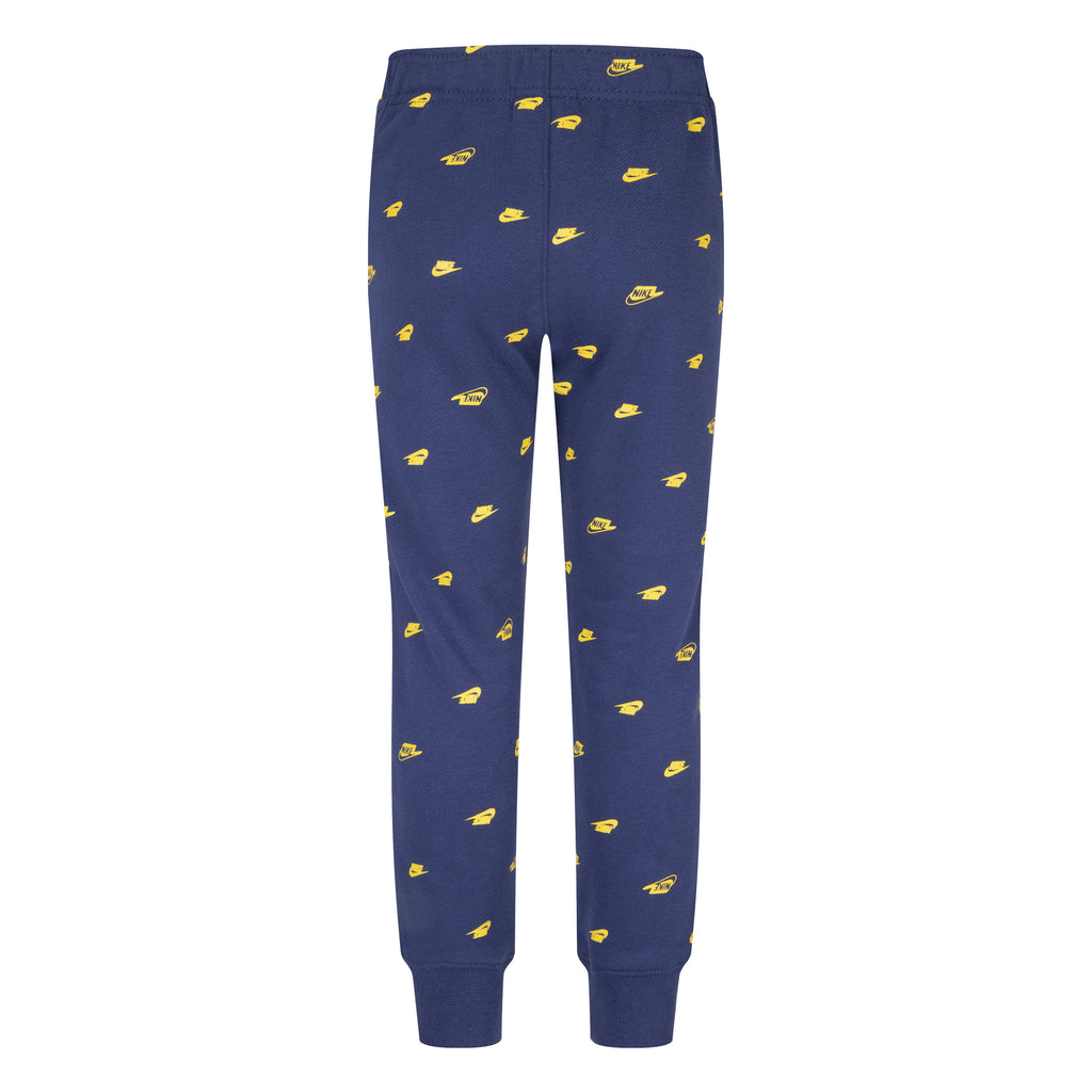 NIKE SPORTSWEAR KIDS CLUB MONOGRAM ALL OVER PRINT 2-PIECE SET (NAVY)