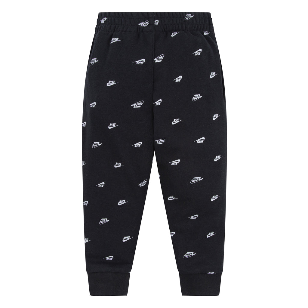 NIKE SPORTSWEAR KIDS CLUB MONOGRAM ALL OVER PRINT 2-PIECE SET (BLACK)