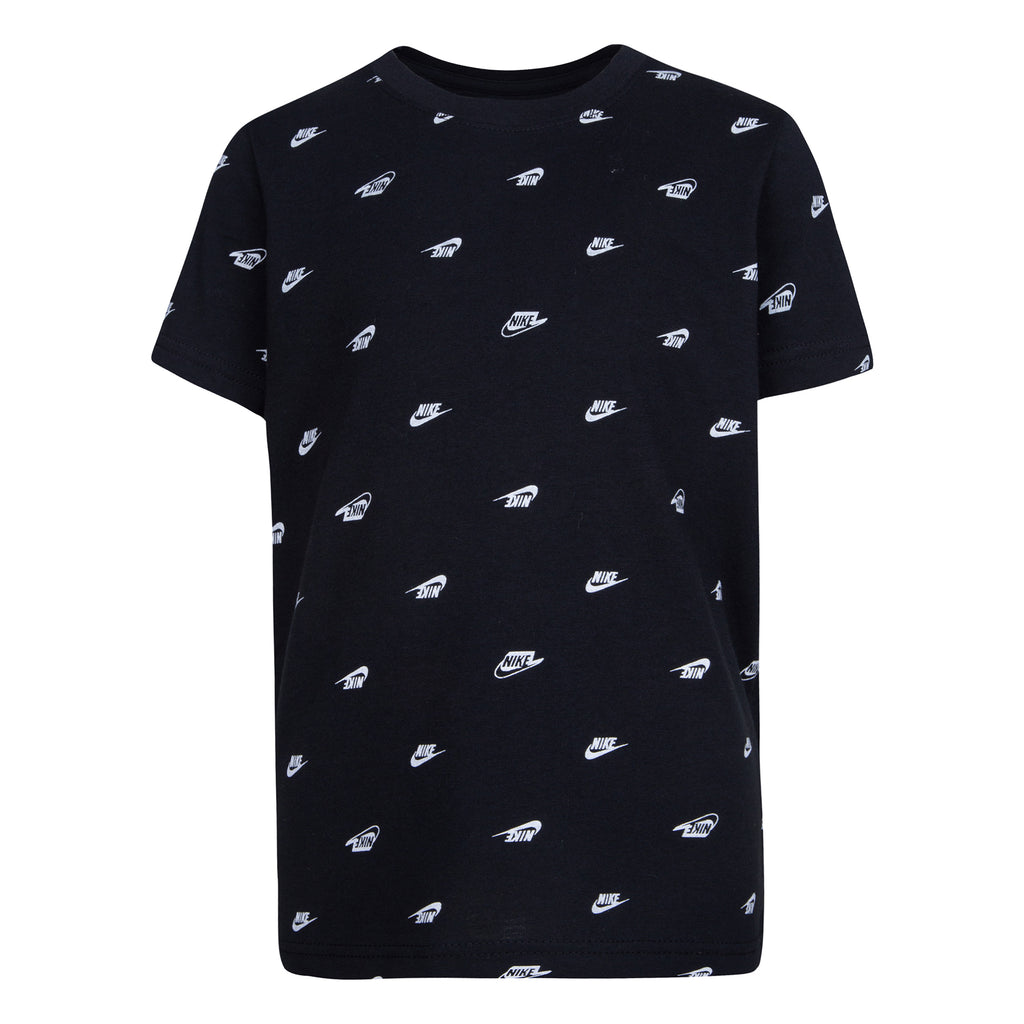 NIKE KIDS' MONOGRAM ALL OVER PRINT T-SHIRT (BLACK)