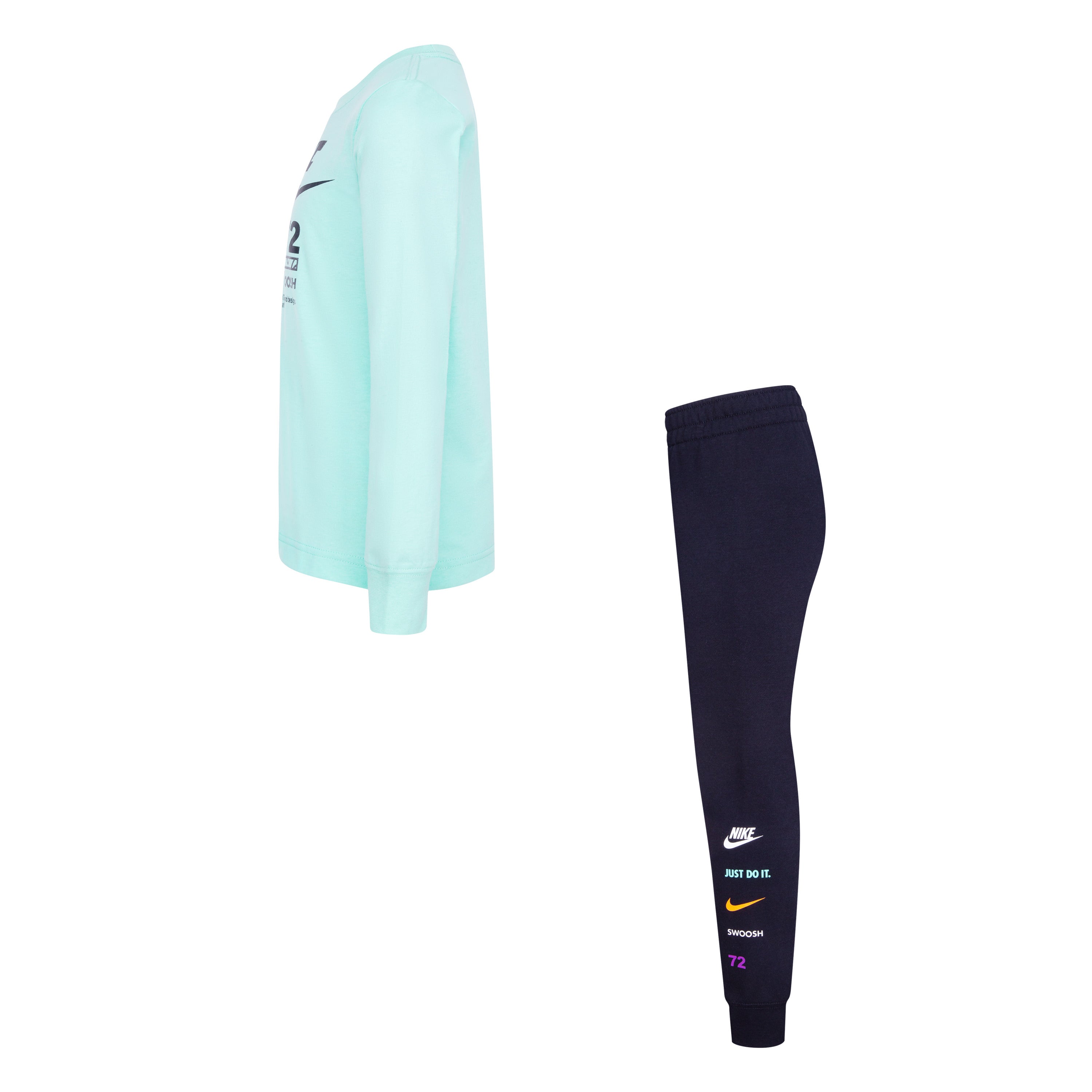 NIKE KIDS ILLUMINATE LONG SLEEVE T-SHIRT & PANT SET (MINT GREEN/BLACK SIZE 4-7Y)