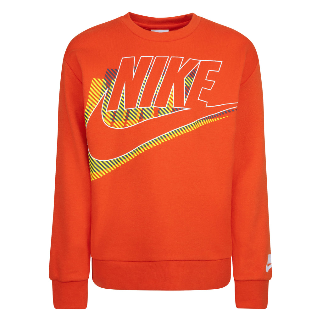 NIKE KIDS ACTIVE JOY FUTURA CREWNECK & SHORTS SET (ORANGE SIZE 4-7Y)