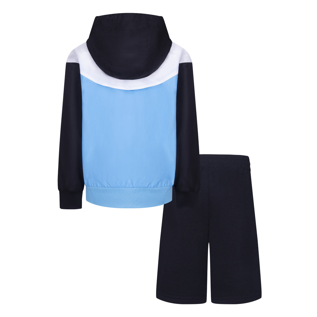 NIKE KIDS' WINDRUNNER JACKET & SHORTS SET (BLUE/BLACK SIZE 4-7Y)