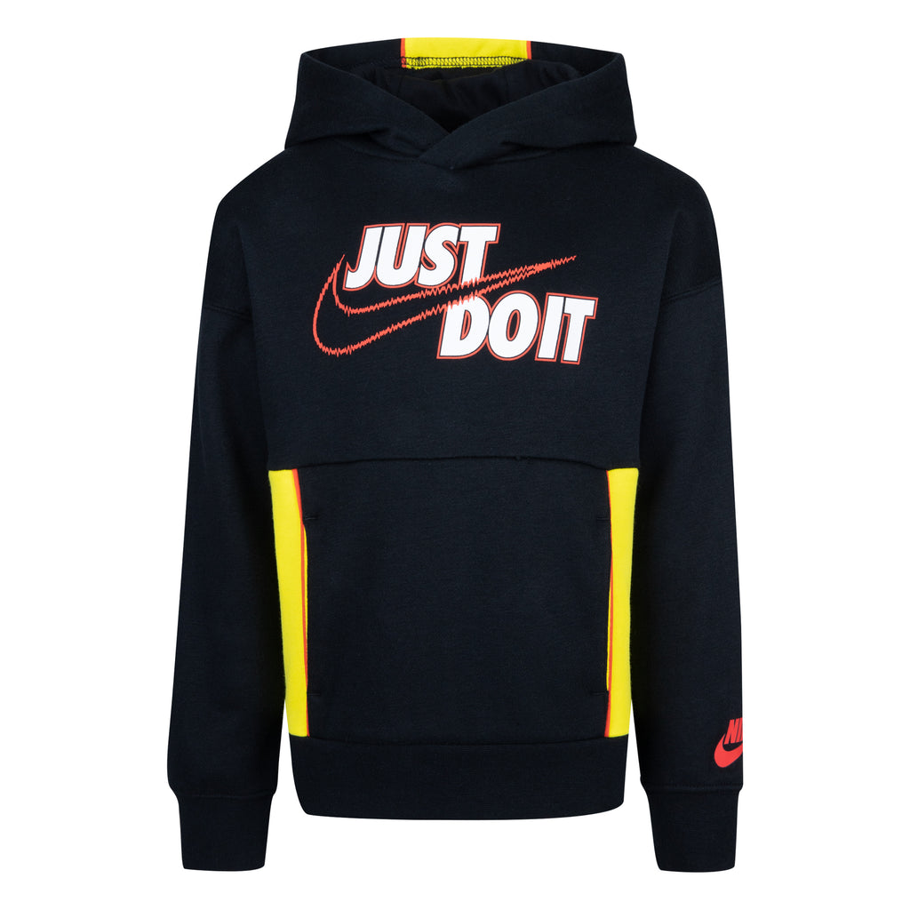 NIKE KIDS LETS BE REAL PULLOVER HOODIE SET (BLACK/YELLOW SIZE 4-7)