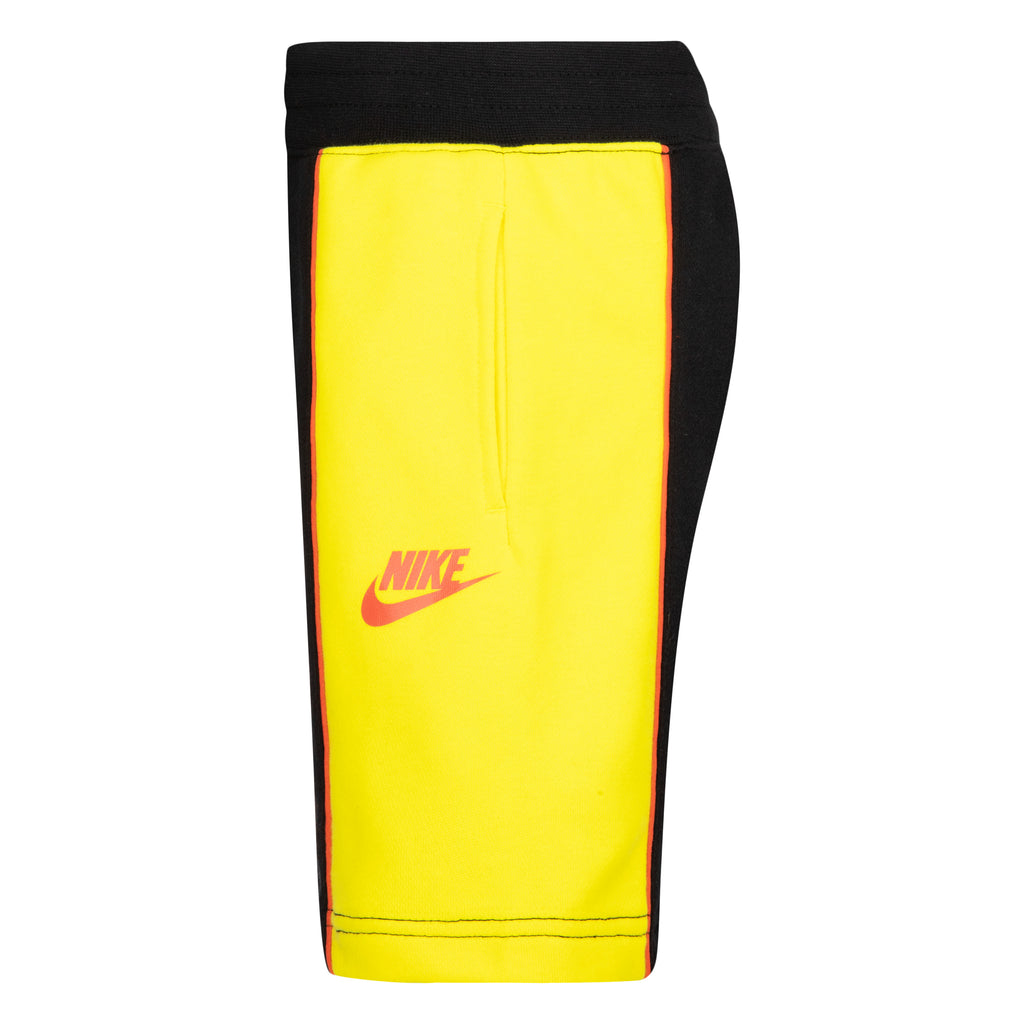 NIKE KIDS LET'S BE REAL SHORTS (BLACK/YELLOW SIZE 4-7Y)