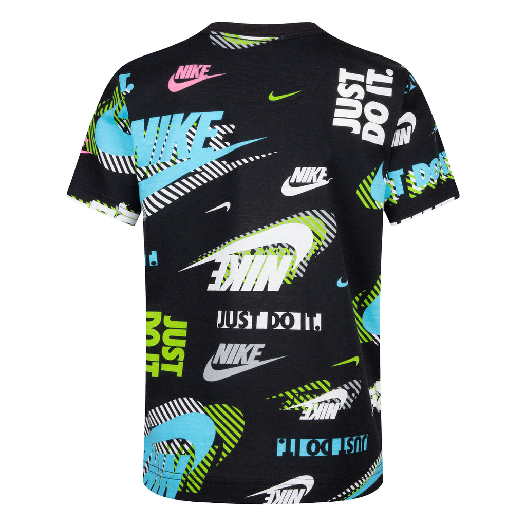 NIKE KIDS ACTIVE ALL OVER PRINT T-SHIRT (BLACK SIZE 4-7Y)