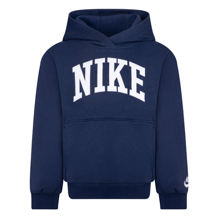 NIKE KIDS APPLIQUE FLEECE NAVY PULLOVER HOODIE (SIZE 4-7)