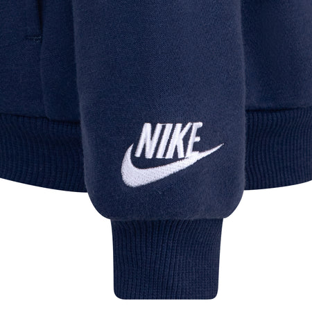 NIKE KIDS APPLIQUE FLEECE NAVY PULLOVER HOODIE (SIZE 4-7)