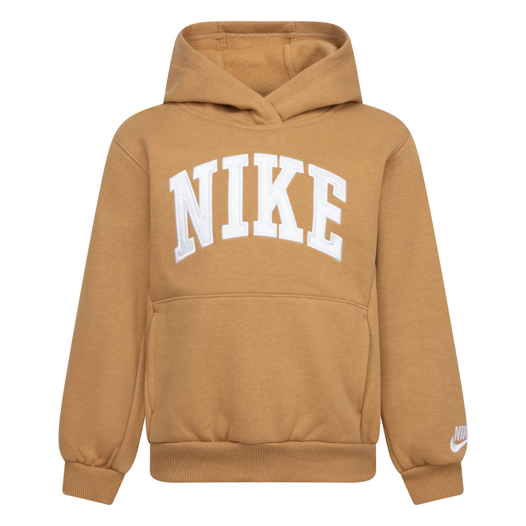 NIKE KIDS APPLIQUE FLEECE PULLOVER BROWN HOODIE/JOGGER SET (SIZE 4-7)