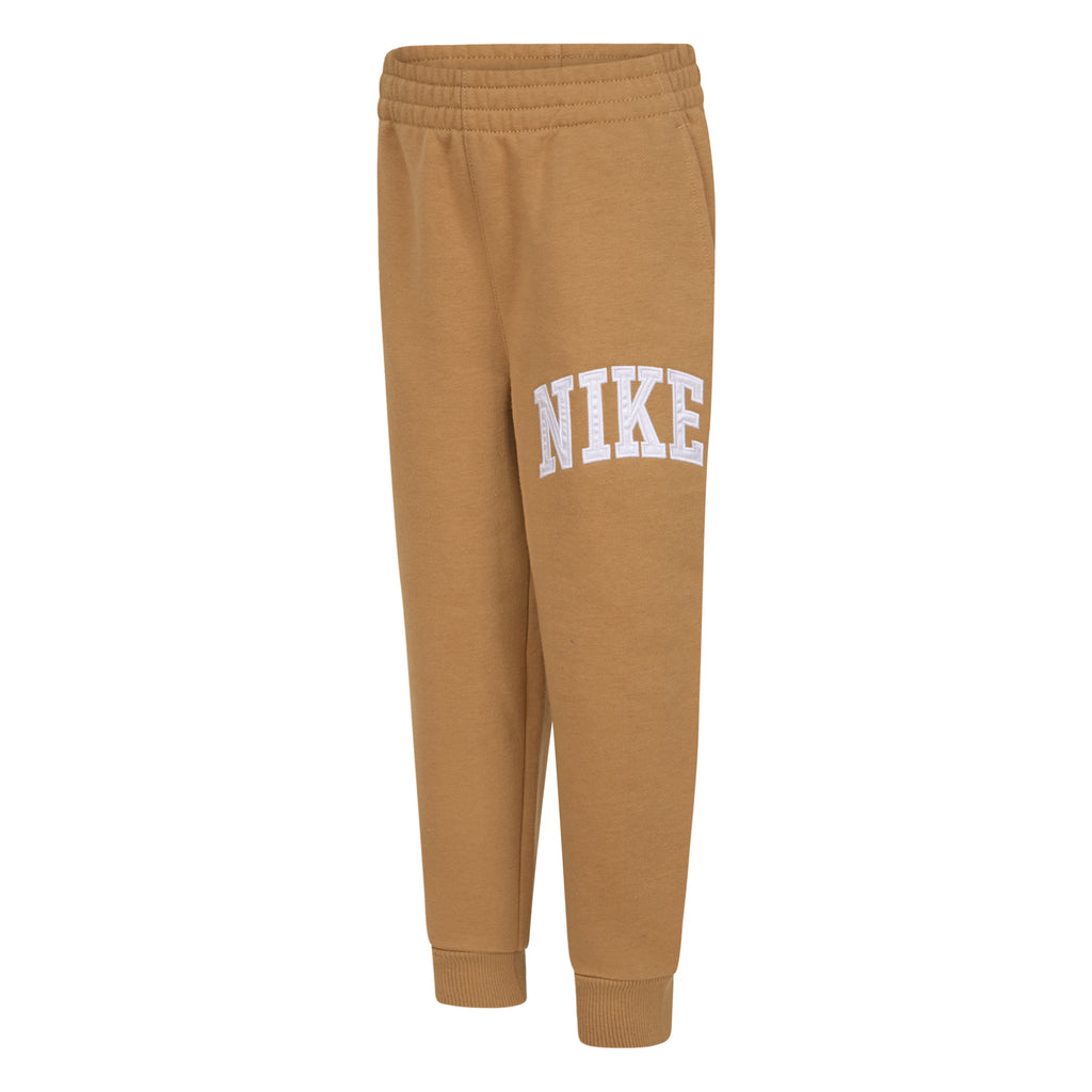 NIKE KIDS APPLIQUE FLEECE PULLOVER BROWN HOODIE/JOGGER SET (SIZE 4-7)