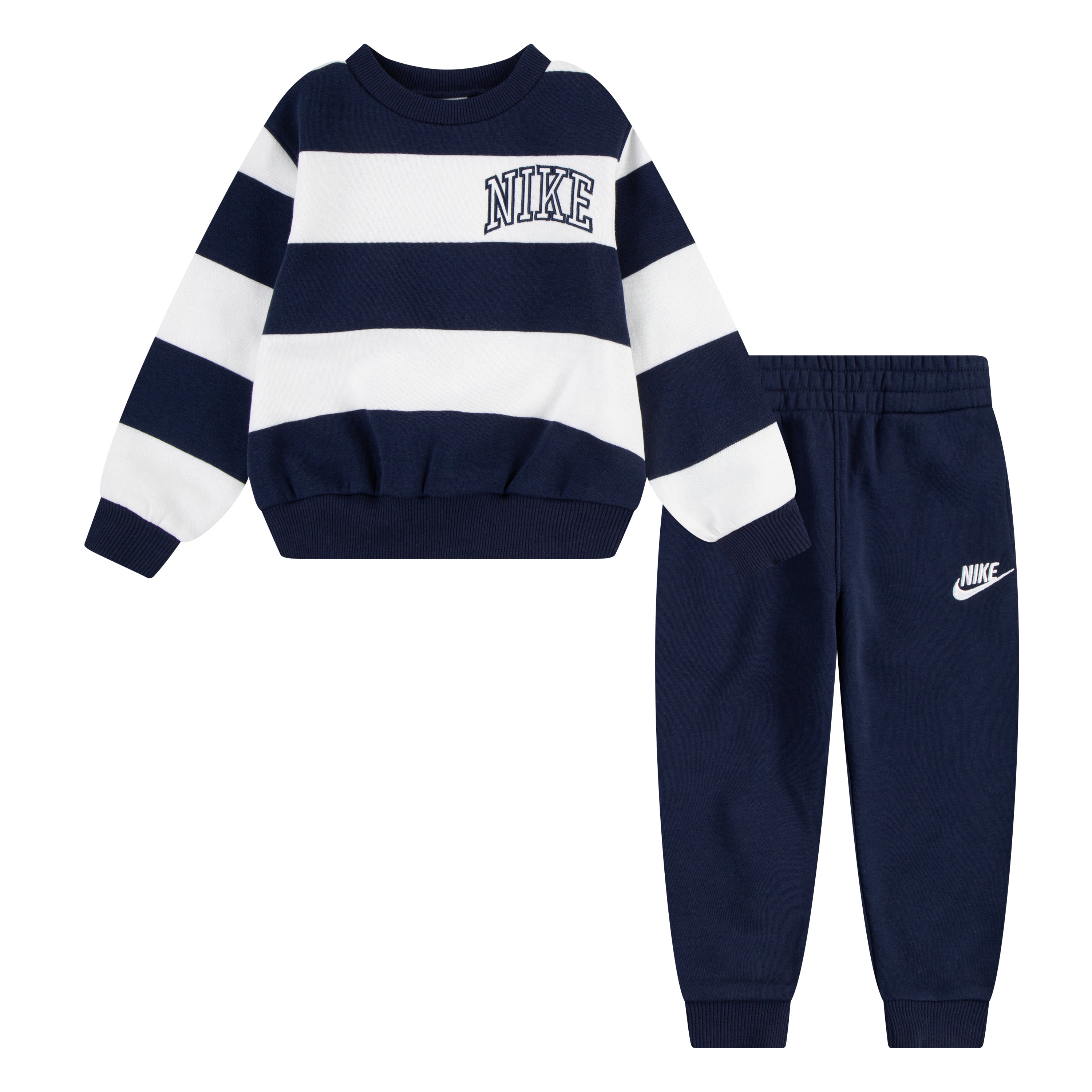 NIKE KIDS STRIPE NAVY CREWNECK SET (SIZE 4-7)