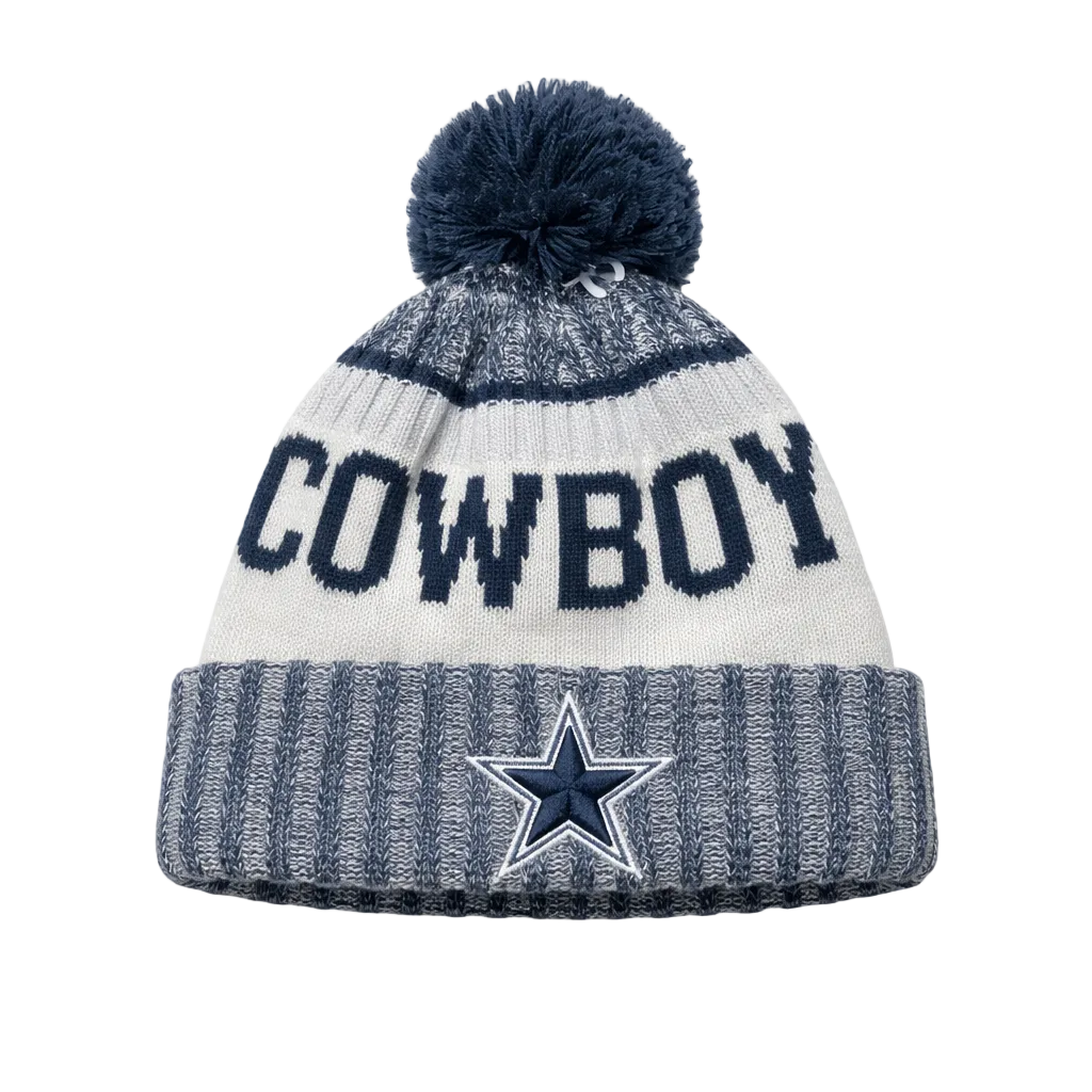 NEW ERA NFL SPORTS KNIT DALLAS COWBOYS NAVY BLUE/GREY/WHITE WINTER TOUQUE