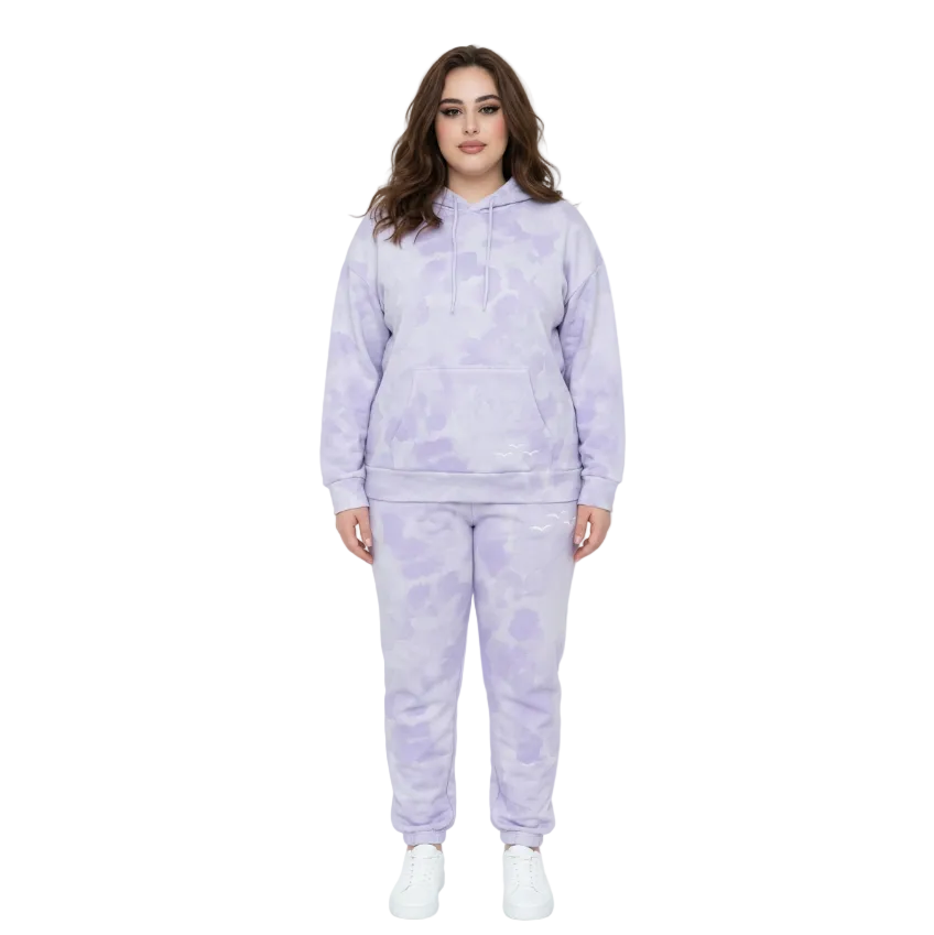 WOMEN LAZY PANTS OVERSIZED FLEECE TRACKSET (PURPLE)