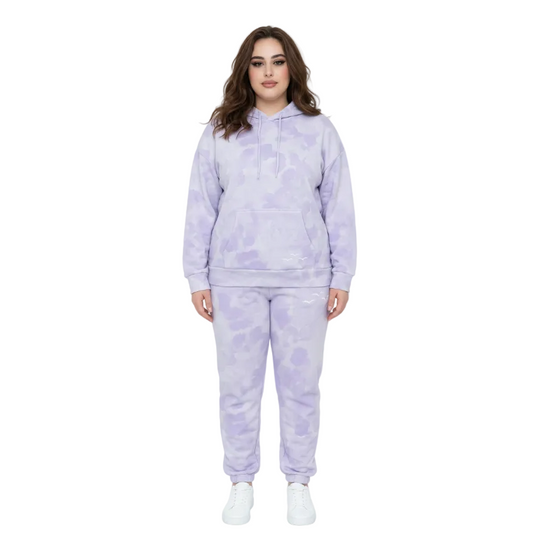 WOMEN LAZY PANTS OVERSIZED FLEECE TRACKSET (PURPLE)