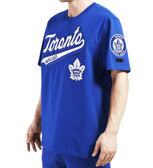 PRO STANDARD NHL TORONTO MAPLE LEAFS SCRIPT TAIL MEN'S DARK BLUE T-SHIRT