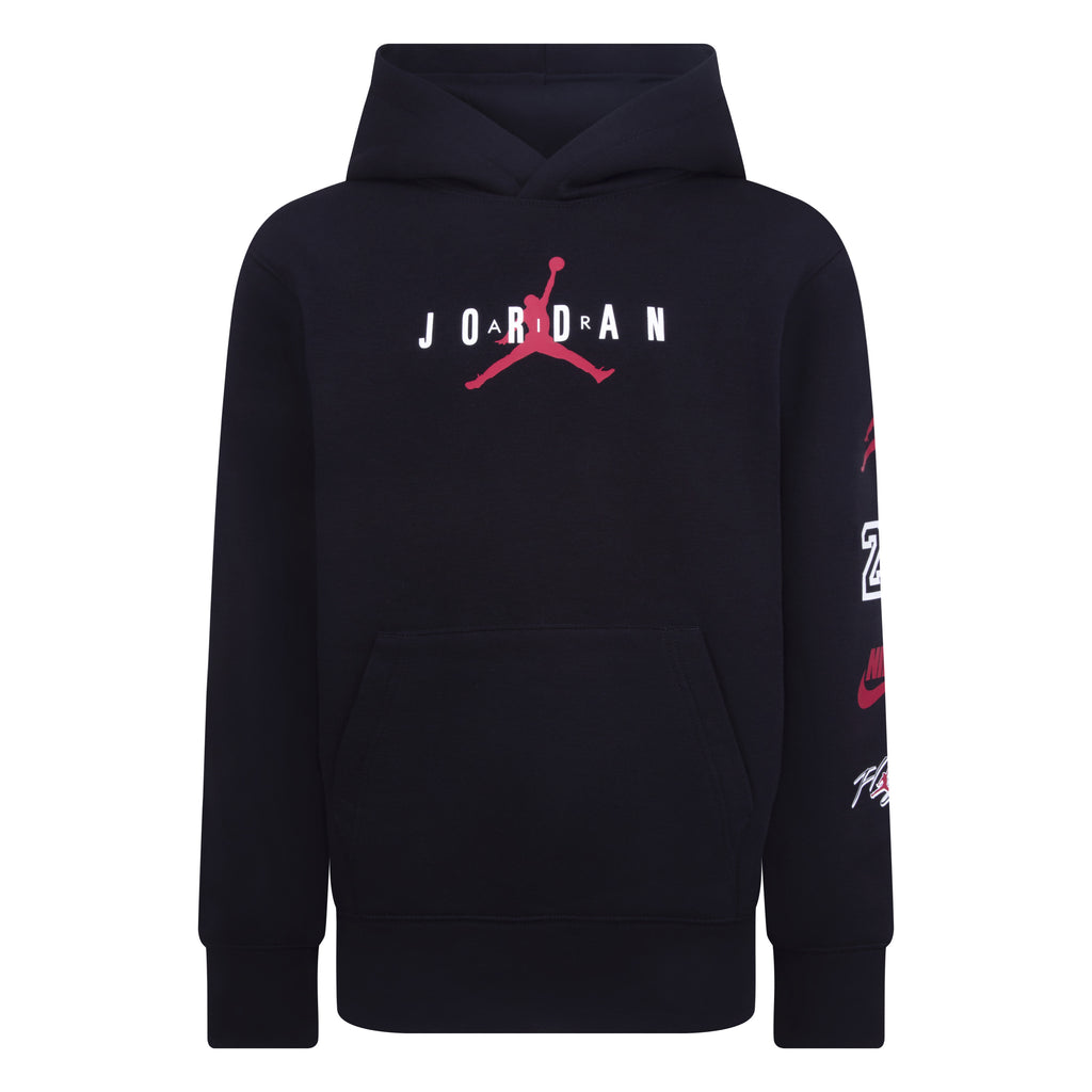 JORDAN JUNIOR BOYS' GRAPHIC LOGO BLACK PULLOVER HOODIE (YOUTH SIZE S-XL)