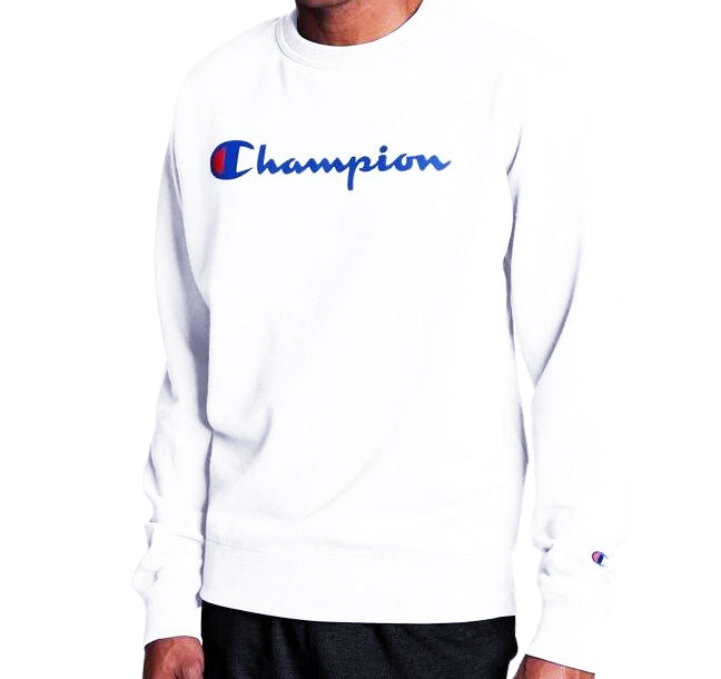 CHAMPION SCRIPT LOGO CREWNECK SWEATER (WHITE)