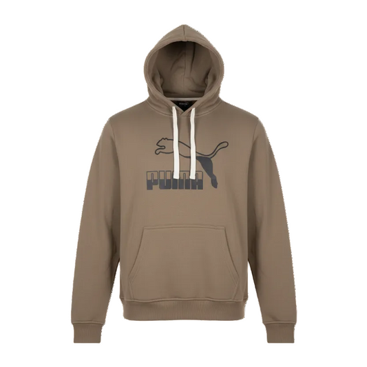 PUMA MEN'S LOGO PRINT FLEECE HOODIE (COFFEE BROWN)