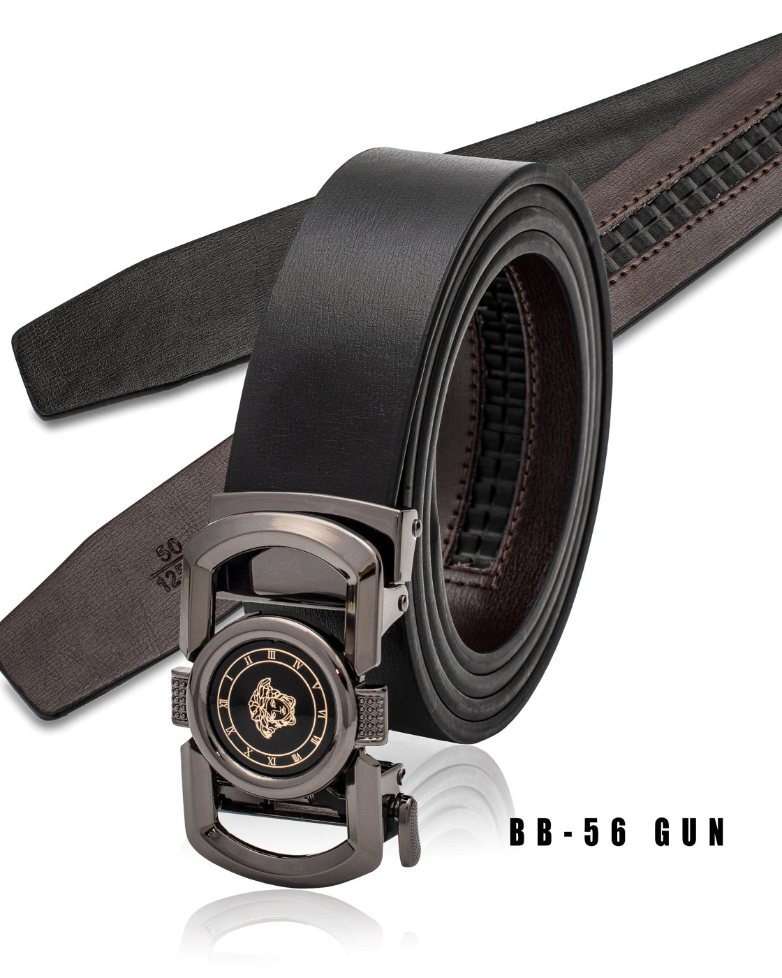 VIP COLLECTION MEN'S LEATHER DESIGNER BELT (GUN BLACK BB-56)