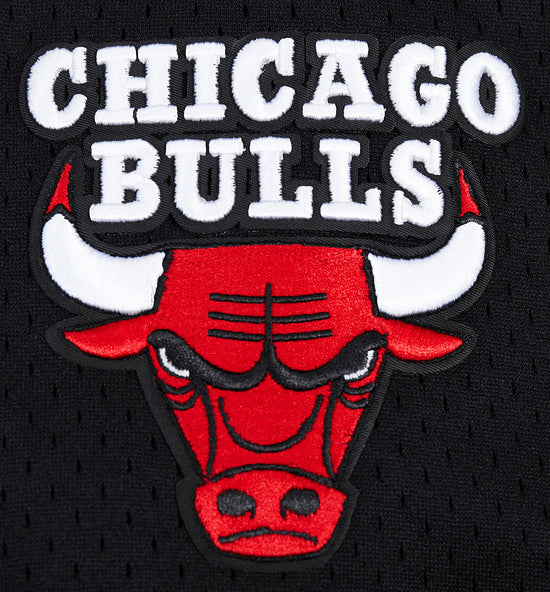 PRO STANDARD NBA CHICAGO BULLS SCRIPT TAIL MEN'S WARM UP BLACK/RED SHORT SLEEVE JACKET